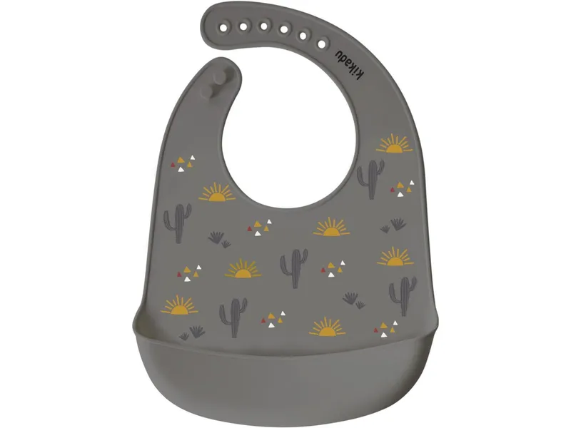Kikadu Kikadu Silikon Lätzchen mit Auffangschale Zebra Maße 30,5 x 23 cm, Grau, – Produktbild 1 von 2