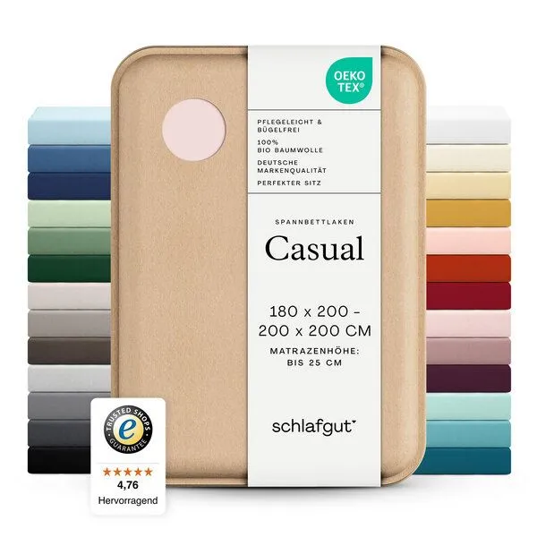Schlafgut Schlafgut Spannbettlaken Casual Organic - 100% Biobaumwolle, Purple light, – Produktbild 4 von 5