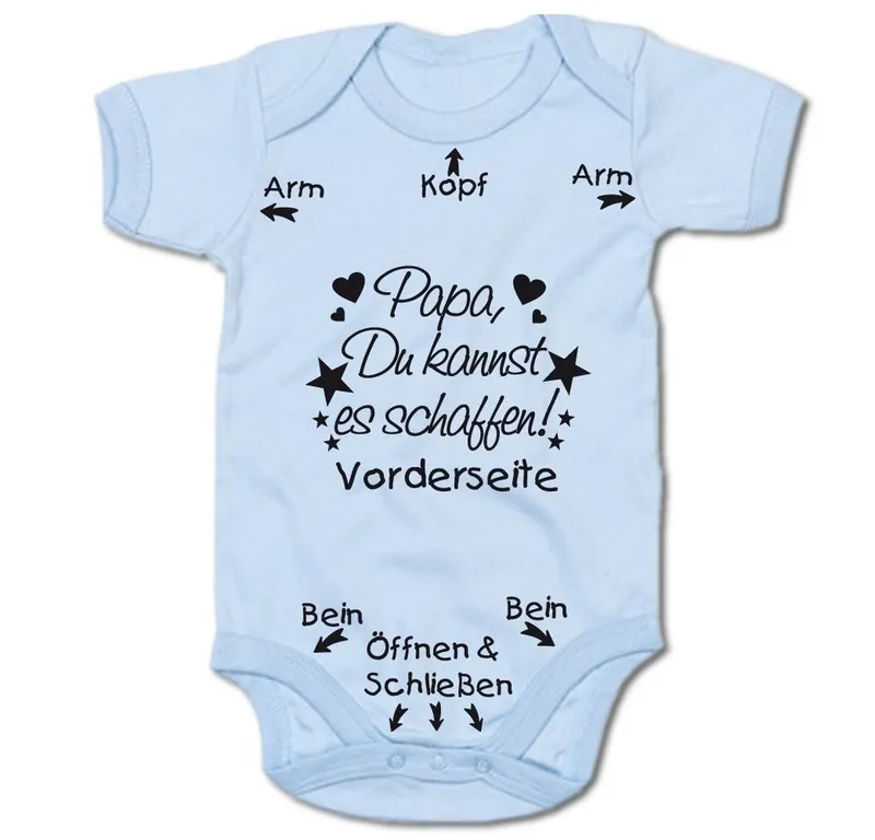G-graphics Kurzarmbody Papa, Du kannst es schaffen! Baby Body mit Spruch / Motiv / Aufdruck • zur Geburt / Babyparty, Blau, – Produktbild 1 von 3