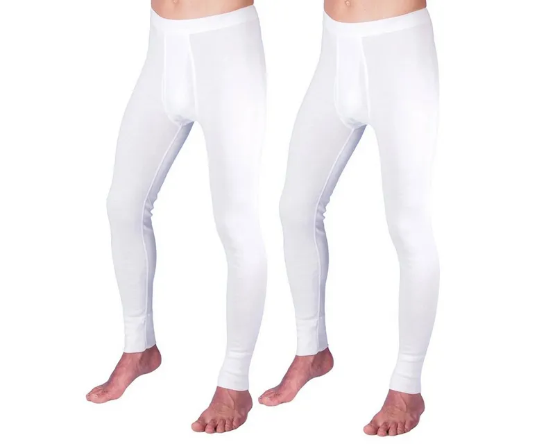 HERMKO Lange Unterhose 3540 (Pack, 2er) Bio-Baumwolle mit Eingriff Weichbund basic hergestellt in EU, Weiß, – Produktbild 1 von 2