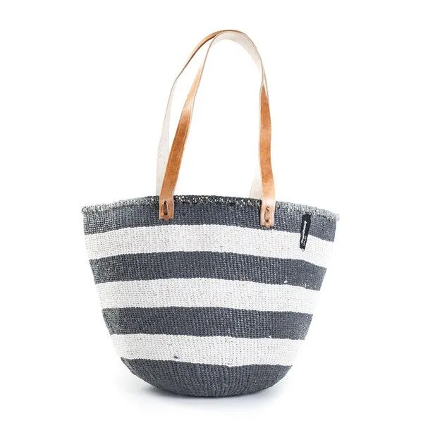 Mifuko KIONDO Tasche - Stripes - Sisal Umhängetasche - Upcycling - Mifuko, Grau, – Produktbild 1 von 3