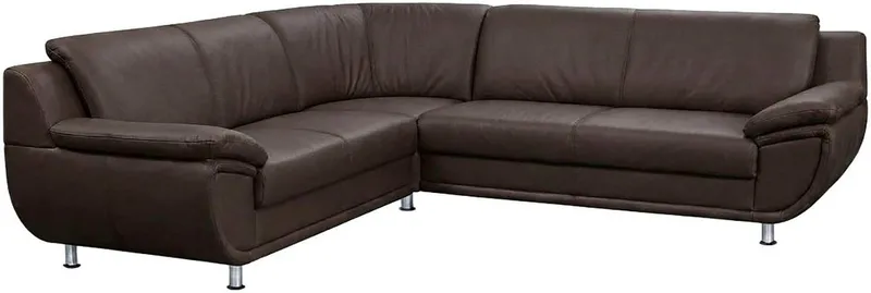 TRENDMANUFAKTUR Ecksofa Rondo 267 cm, elegant, bequem, Breite, L-Form, Chromfüße, L-Form, wahlw.mit Federkern, Füße chromfarben, Unser Dauertiefpreis, Braun, – Produktbild 3 von 5