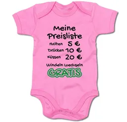 G-graphics Kurzarmbody Meine Preisliste – Halten, Drücken, Küssen, Windeln wechseln Baby Body mit Spruch / Motiv / Aufdruck • zur Geburt / Babyparty – Produktbild 1 von 1