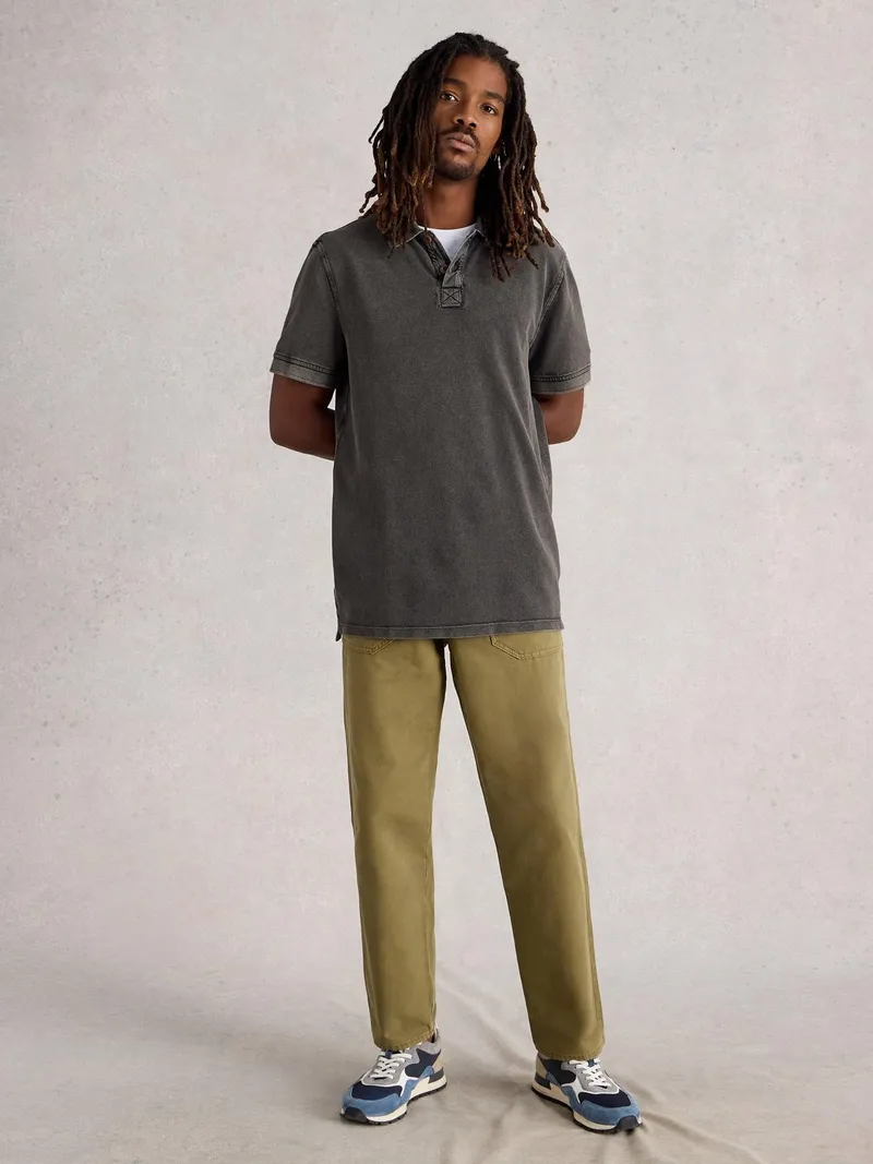 White Stuff Polohemd Utility - M/R, Washed schwarz, – Produktbild 2 von 4