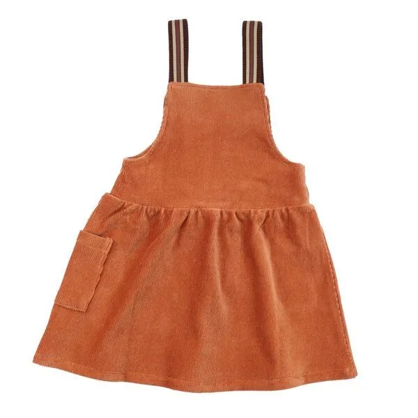 Walkiddy Kinder Trägerkleid GOTS zertifiziert – Cord in Braun, 95% Bio-Baumwolle, 5% Elasthan, bequem & kombinierbar | Walkiddy – Produktbild 2 von 2