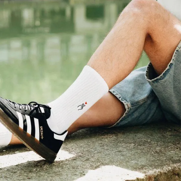 Natural Vibes Natural Vibes Heart Hand | Bio GOTS | Weiße Tennissocken | Herzsymbol | Herren Damen Socken | Unisex – Produktbild 4 von 4