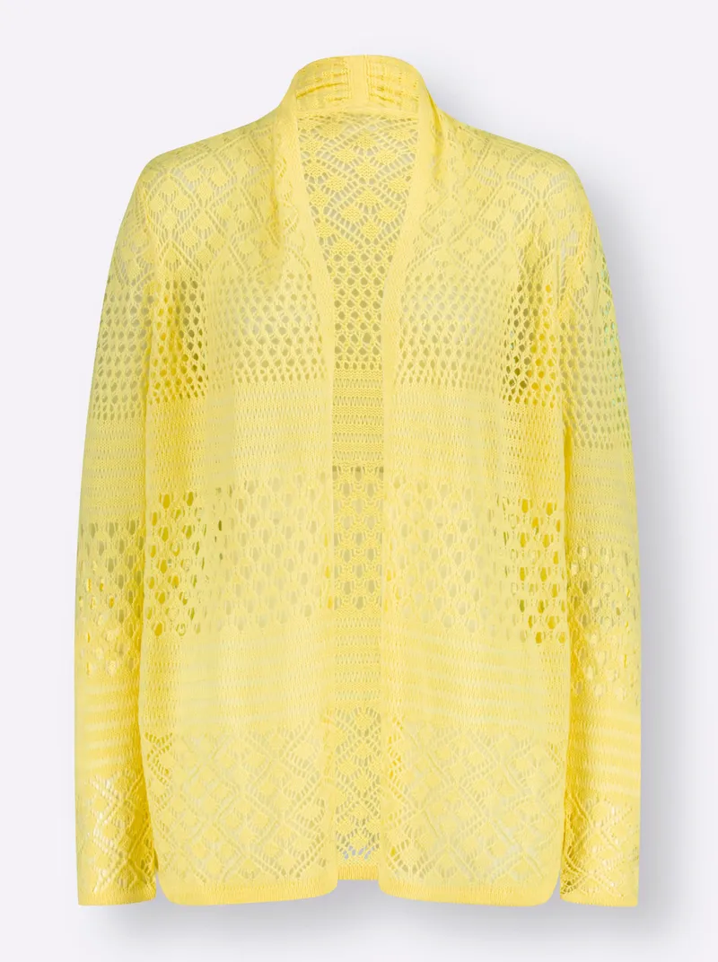 Witt Ajourstrickjacke, Zitrone, – Produktbild 1 von 2