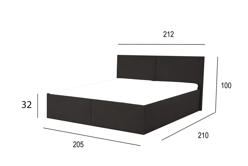 Halmon Schlafkomfort Betten Polsterbett Milano (Mit Bettkasten, erhältlich in 6 Größen und 8 attraktiven Farben mit oder ohne Matratze), Seitenhöhe 32cm, inkl. Lattenrost bei Ausführung mit Matratze, Beige|braun, – Produktbild 3 von 5