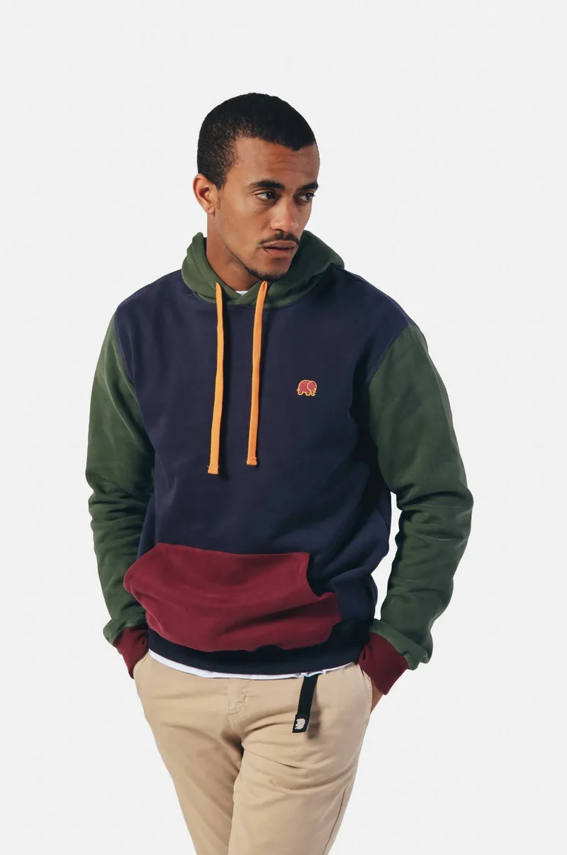 Trendsplant Trendsplant Herren vegan Hoodie Color Block Blau, Rot & Grün, Dunkelblau, – Produktbild 1 von 1