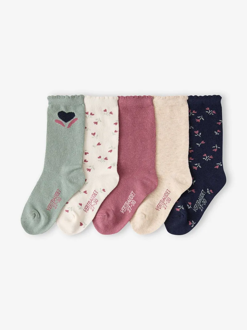 Vertbaudet 5er-Pack Socken mit Wellensaum Mädchen, Altrosa, – Produktbild 1 von 2