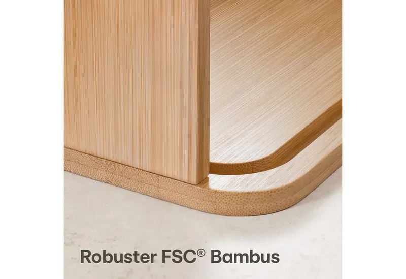 Praknu Brotkasten Brotkasten klein aus FSC® Holz mit Schiebetür - Brotaufbewahrung, Bambus, (Brotkasten Bambus Schiebetür, Kleiner Brotkasten aus Bambus mit weißer Schiebetür, platzsparend), FSC® Holz - Platzsparend und stilvolle Brotbox für längere Frische, Beige|braun, – Produktbild 5 von 5
