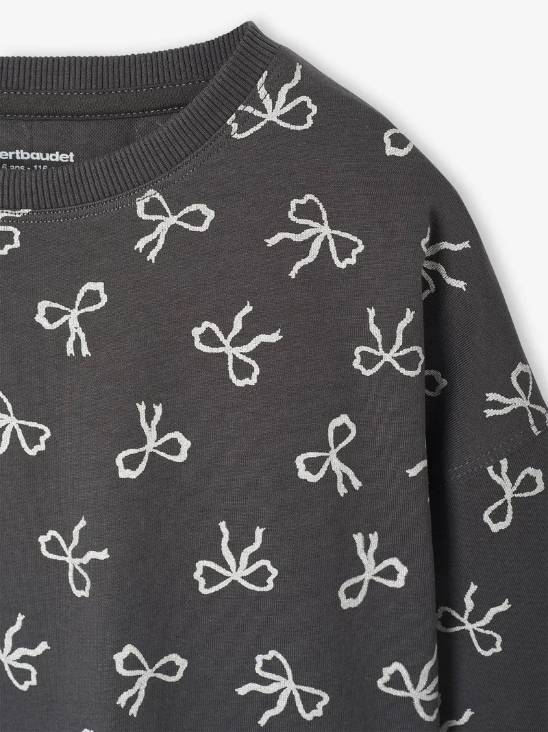 Vertbaudet Mädchen Cropped-Shirt mit langen Ärmeln, Anthrazit, – Produktbild 3 von 3