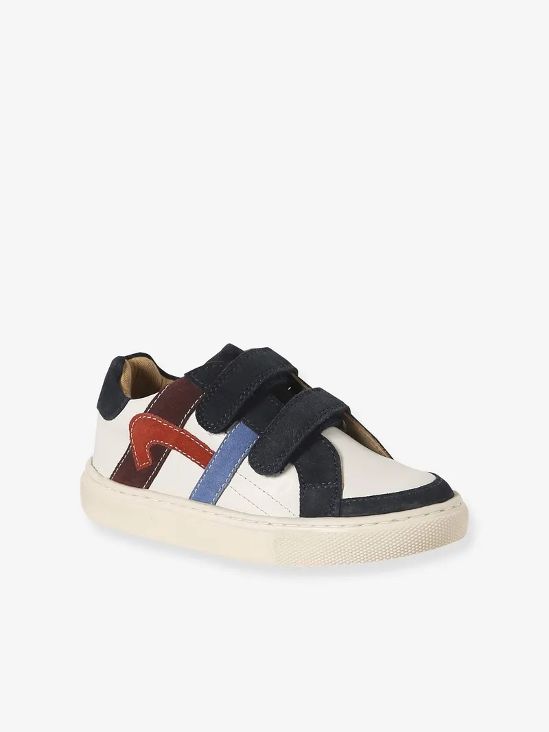 Vertbaudet Vertbaudet Kinder Leder-Sneakers mit Klettverschluss set, Set blau, – Produktbild 1 von 4