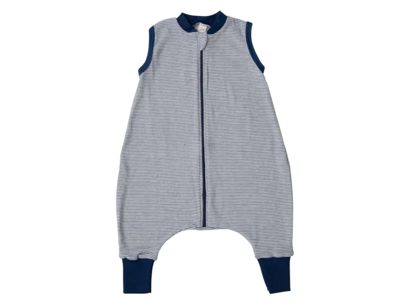 Lilano Lilano Baby und Kinder Schlafanzug Wolle Seide marine-geringelt Gr.74/80, Blau, – Produktbild 1 von 2