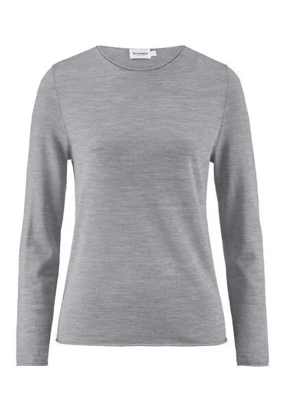 hessnatur hessnatur Strick Pullover Regular aus reiner Bio-Merinowolle, Hellgrau, – Produktbild 3 von 4