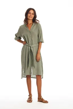 RAVENS VIEW IBIZA RAVENS VIEW IBIZA Damen vegan Hemdkleid Mei Khaki Grün – Produktbild 1 von 1