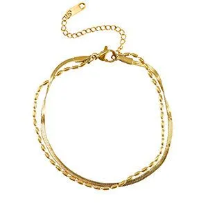 ELEKTROPULLI Layer Armband in ca. 22 cm x 3mm (inkl. 6cm Verlängerungskette) von Elektropulli, Gold, – Produktbild 1 von 1