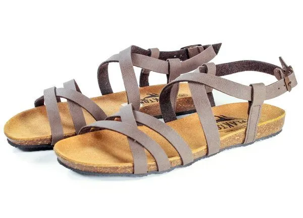Plakton Plakton Vegane Damen flache Sandale FRAN VALI mit Korksohle und einstellbarer Schnalle, Marron (braun), – Produktbild 3 von 4