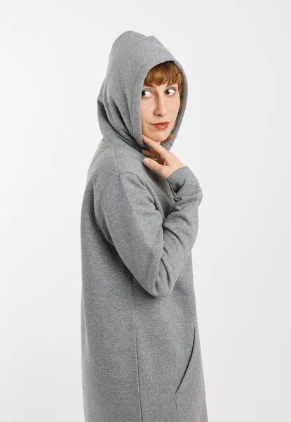 TORLAND TORLAND Damen Hoodie-Dress STREETER, Grau (mid heather grey), – Produktbild 3 von 3