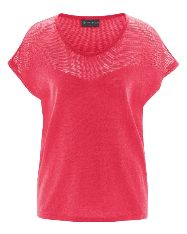 HempAge Hempage Damen vegan Top Mesh Tomate Rot, Rot, – Produktbild 2 von 2