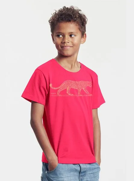 Peaces.bio - handbedruckte Biomode Peaces.bio - handbedruckte Biomode Bio-Kinder T-Shirt Leopard, Pink, – Produktbild 2 von 3