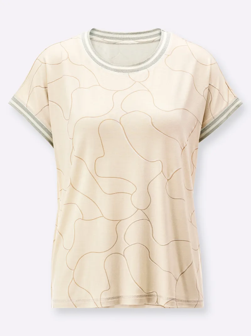 Witt Rundhalsshirt sand-champagner-bedruckt, Sand-champagner-bedruckt, – Produktbild 1 von 2