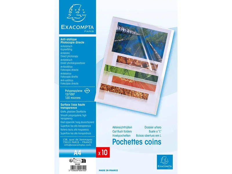 Exacompta Exacompta Aktensichthüllen glatt, DIN A4, 120µ, 10 Stk. – Produktbild 1 von 1