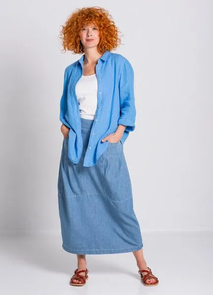 Heidekönigin Heidekönigin Leinen Hemdbluse, Azur, – Produktbild 2 von 3