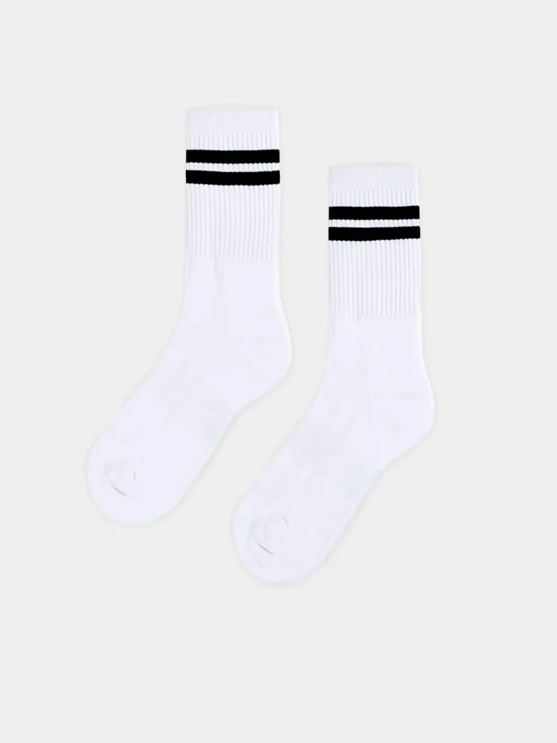 erlich textil erlich textil Andi Tennis Socken 3er Pack aus Bio-Baumwolle, Weiß/schwarz, – Produktbild 1 von 5