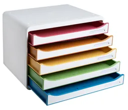 Exacompta Exacompta Schubladenbox Big Box Plus "Black Office", DIN A4+quer, 5 Schub., weiß/harlekin – Produktbild 1 von 1