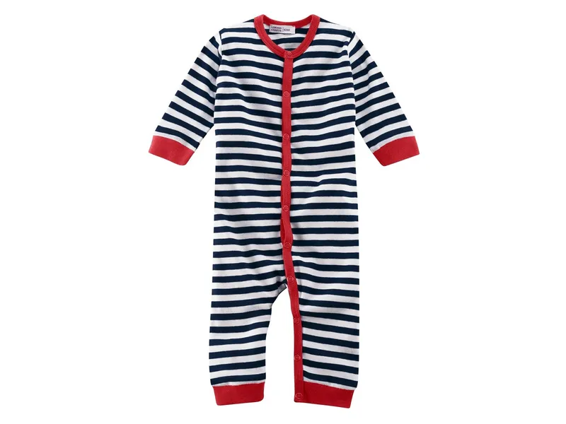 Living Crafts Living Crafts Baby und Kinder Schlafanzug Bio-Baumwolle blau-weiß gestreift Gr. 62/68, Blau, – Produktbild 1 von 2