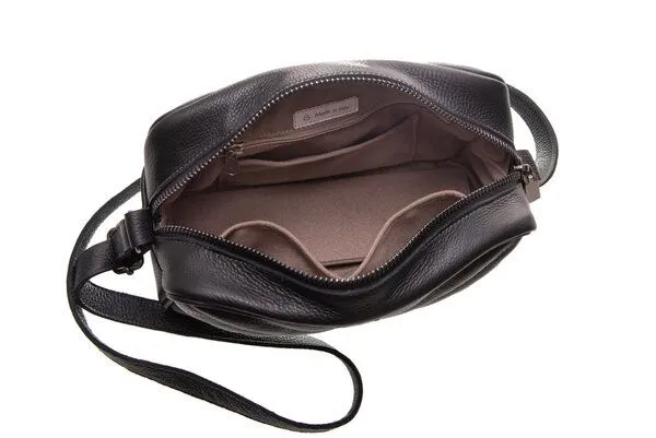 Ritagli di G Ritagli di G Damen Umhängetasche YVONNE Leder - 100% Made in Italy, Schwarz, – Produktbild 3 von 3