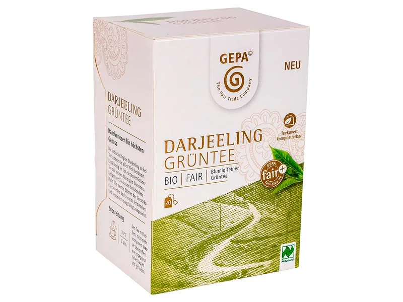 gepa GEPA Grüner Bio-Tee Darjeeling 20 x 2 g – Produktbild 1 von 1