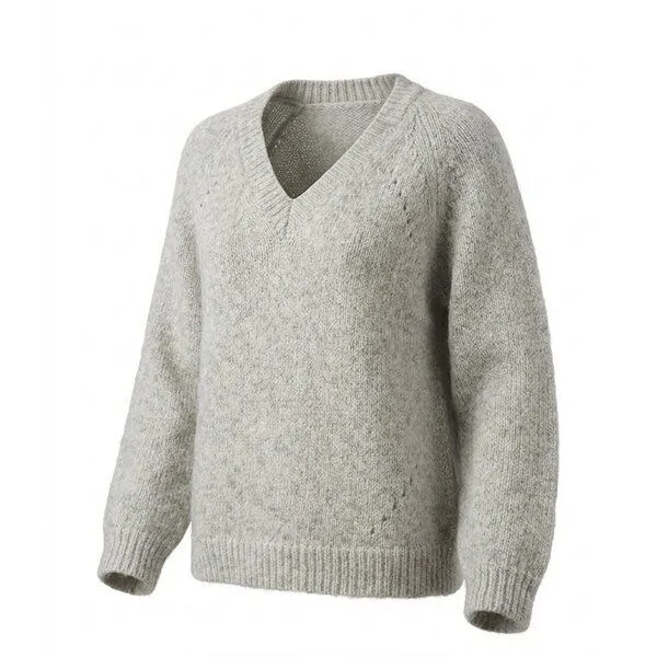 Opi and Max Opi and Max Opi & Max Damen V-Ausschnitt Strickpullover aus Alpaka- & Schurwolle, Grau melange, – Produktbild 3 von 3