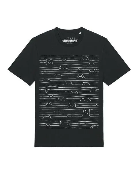 watapparel watapparel T-Shirt Unisex Doodle Cats, Black, – Produktbild 1 von 2