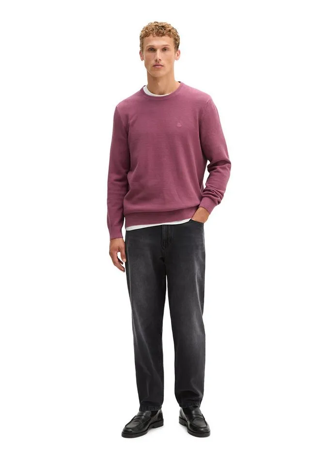 Marc O'Polo Marc O'Polo Rundhalspullover regular aus Bio-Baumwoll-Piqué, Rot, – Produktbild 4 von 5