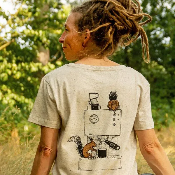 Cmig Cmig Damen T-Shirt Kaffee-Hörnchen für Espressofreundinnen, Eco-heather (natur), – Produktbild 4 von 4