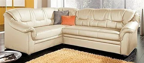 DOMO collection Ecksofa Montana, zeitlose Rückensteppung, bequeme Armlehnen, B.234cm, L-Form, wahlweise mit Bettfunktion, Beige, – Produktbild 2 von 5