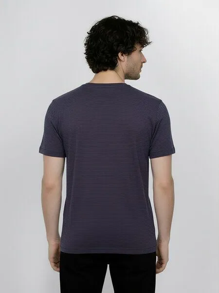 GreenBomb GREENBOMB Basic Spice - Sportliches T-Shirt aus Bio-Baumwolle / GOTS / Fair & Vegan, Lila (purple blue stripes), – Produktbild 4 von 4