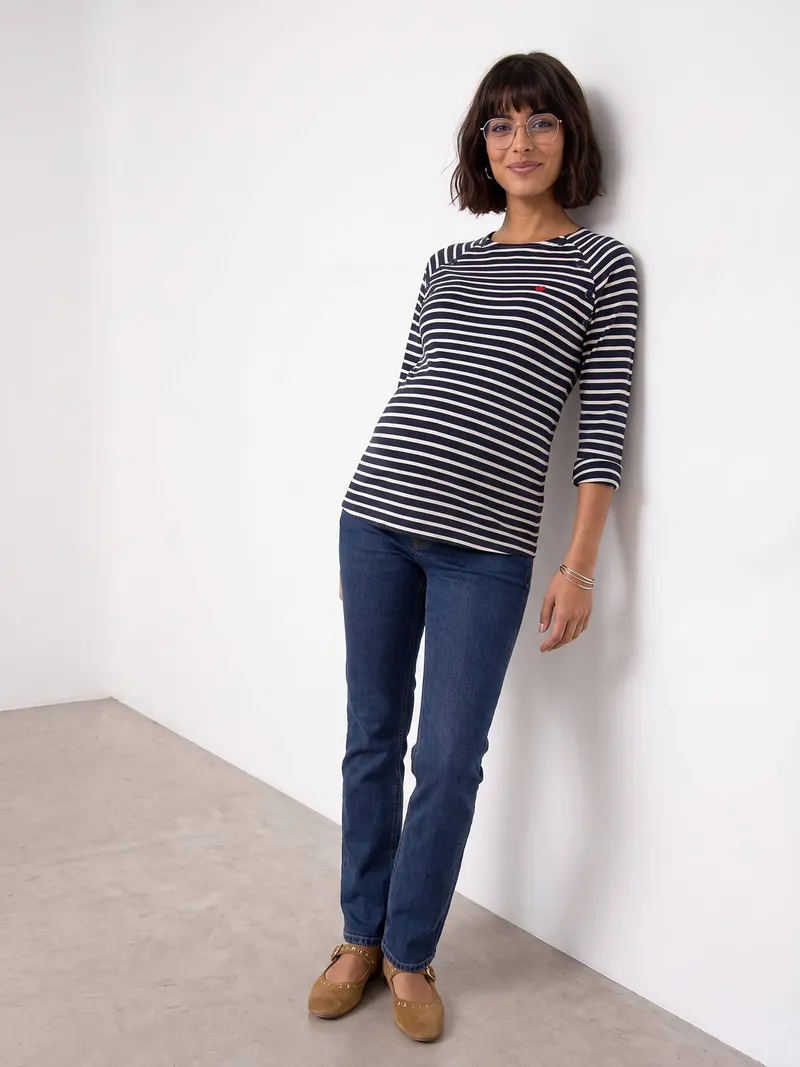 Vertbaudet Umstandsshirt mit verdeckten Stillöffnungen und Streifenmuster, Marine, – Produktbild 2 von 4