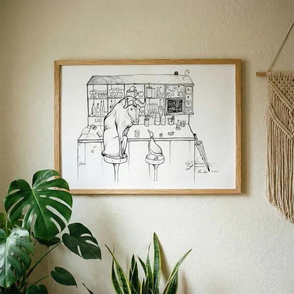 LIGARTI Kunstdruck »Kneipenphilosophie (Gnu & Gans)« von LIGARTI | A4, A3 oder A2 | Wandbild | Poster | Kunst – Produktbild 2 von 3