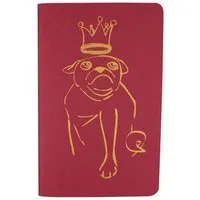 HANDGEDRUCKT HANDGEDRUCKT "Mops" Notizhefte ca. DIN A6, Rot /druckfarbe gold, – Produktbild 1 von 1