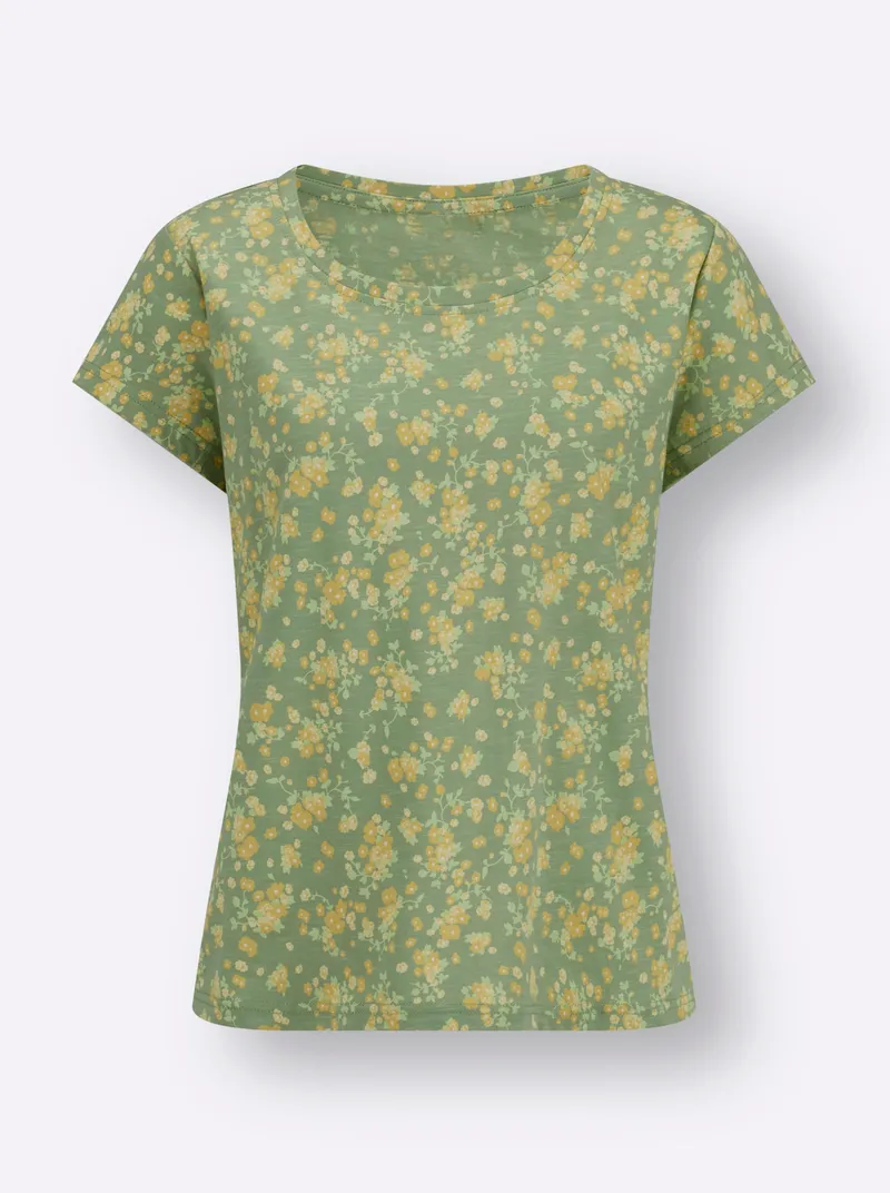 Witt Rundhalsshirt eucalyptus-zitrone-bedruckt, Eucalyptus-zitrone-bedruckt, – Produktbild 1 von 2