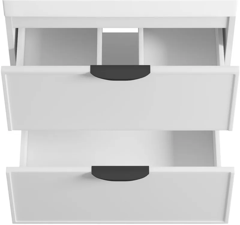 welltime Waschtisch FLOW SIMPLE mit Waschbecken, Breite 60 oder 80cm, modernes Design, Schrank mit 2 Schubladen, Soft-Close-Function, in 2 Breiten erhältlich, Weiß, – Produktbild 1 von 5