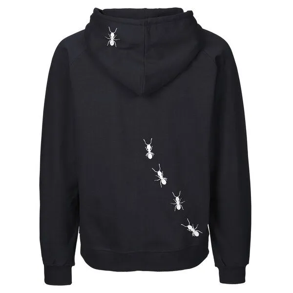 HANDGEDRUCKT HANDGEDRUCKT "Ameisen" Männer Zip-HOODY aus reiner Biobaumwolle (kbA), Navyblue, – Produktbild 1 von 4