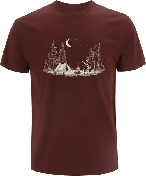 Spreecult Spreecult King of Camping - Bio und Fair - Männer Unisex T-Shirt, Burgund, – Produktbild 2 von 2