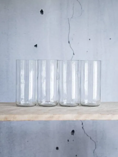 MaBe MaBe Glas handgefertigt aus leergetrunkenen Weinflaschen 400ml, Transparent, – Produktbild 4 von 4