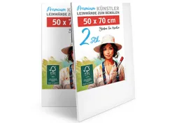 M MERCEO Leinwand Künstlerleinwand 50x70cm 2er Set - Weiße Leinwand zum Bemalen, 2er-Set Leinwand 50x70cm (zum Bemalen, Baumwolle, Keilrahmen – Produktbild 1 von 1
