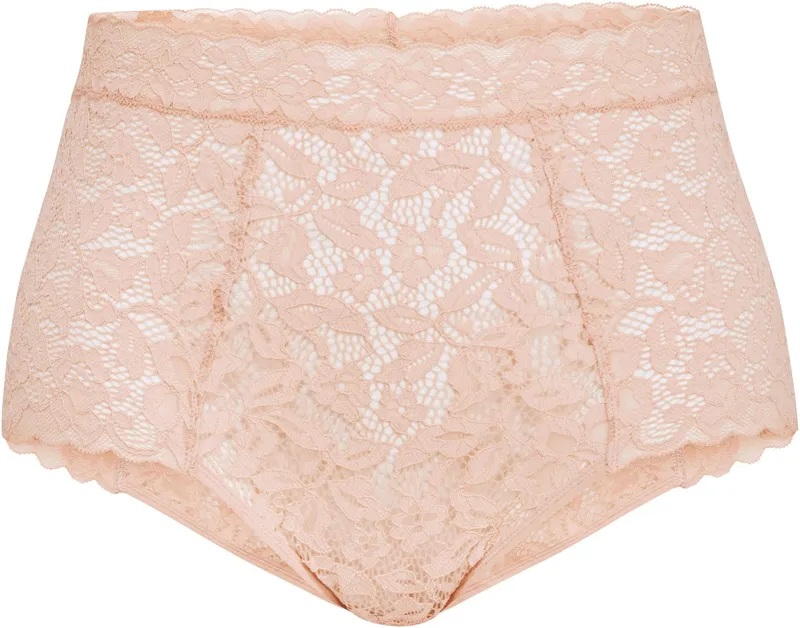 CALIDA CALIDA High-Waist-Slip Natural Comfort Lace weiche, verspielte Spitze, elastisch, extrabreiter Bund, bequem, Beige, – Produktbild 1 von 5