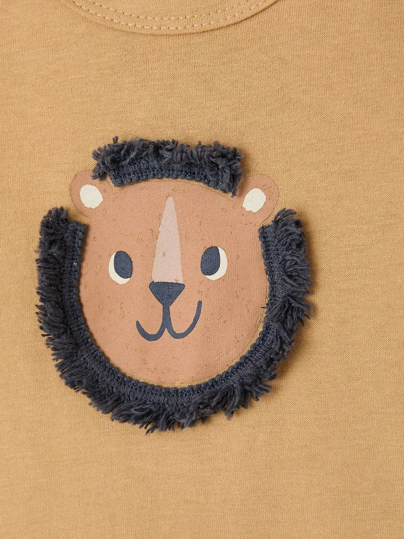 Vertbaudet Baby Strampler LÖWE mit Rückenöffnung, Beige, – Produktbild 3 von 4